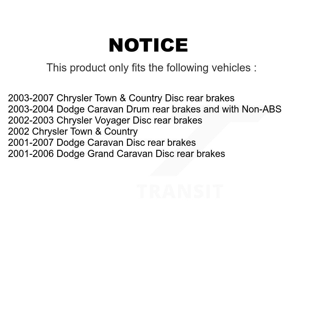 Kit de plaquettes de frein semi-métalliques avant et arrière, pour Dodge Caravan Grand Town