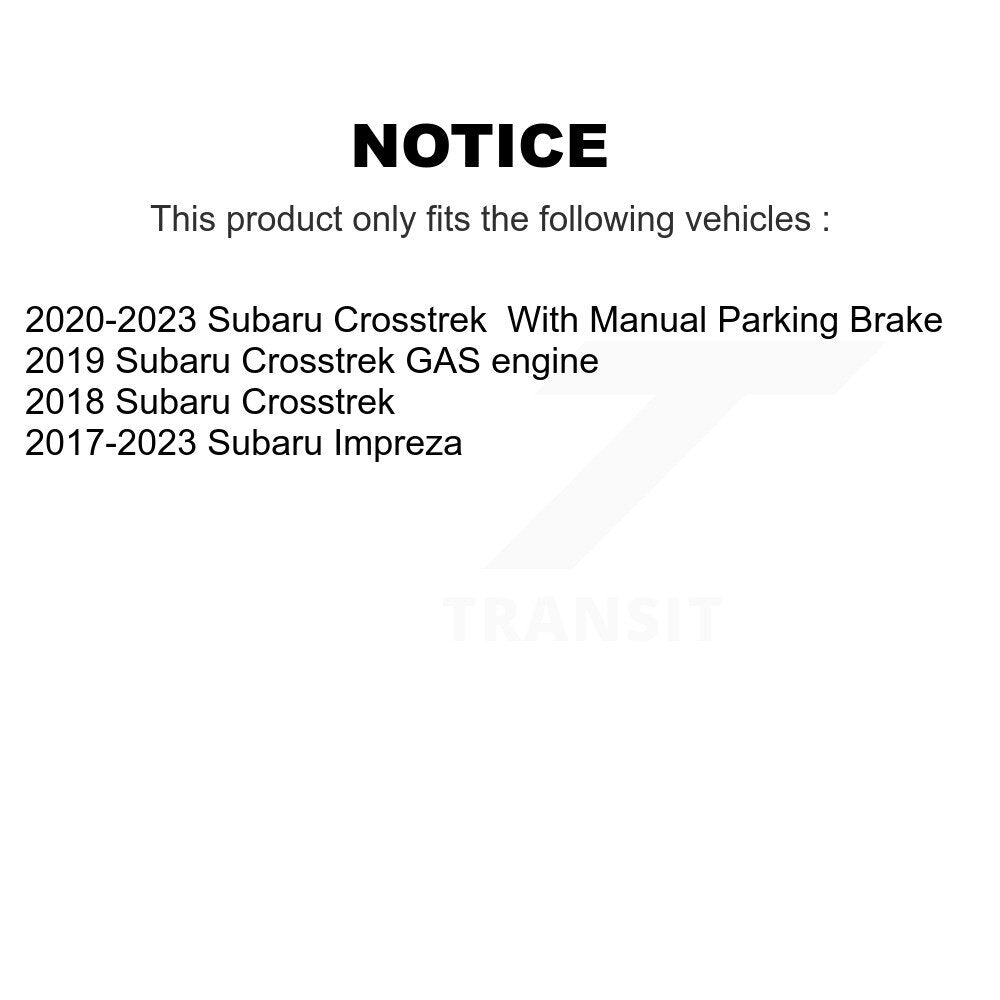 Kit de plaquettes de frein et chaussures de stationnement semi-métalliques avant et arrière, pour Subaru Crosstrek