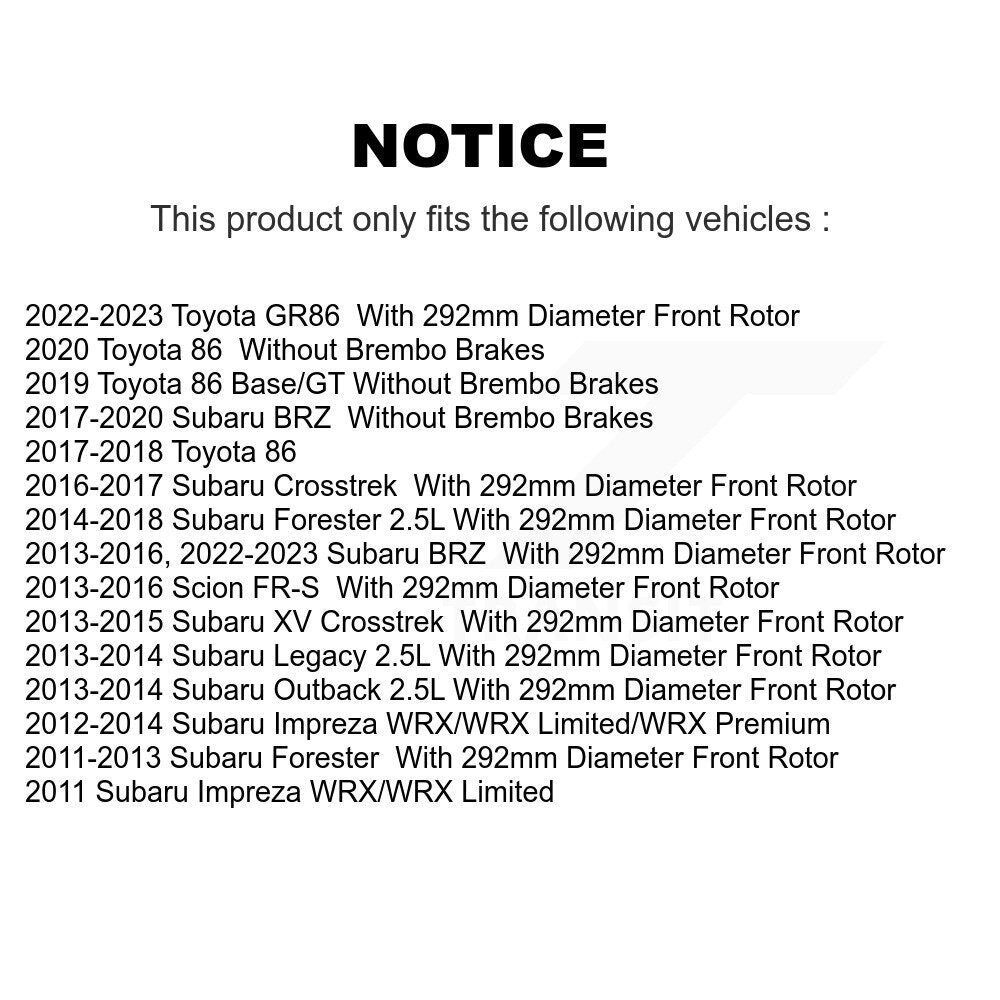 Kit de plaquettes en céramique pour Rotors de frein avant, pour Subaru Forester Impreza XV Crosstre