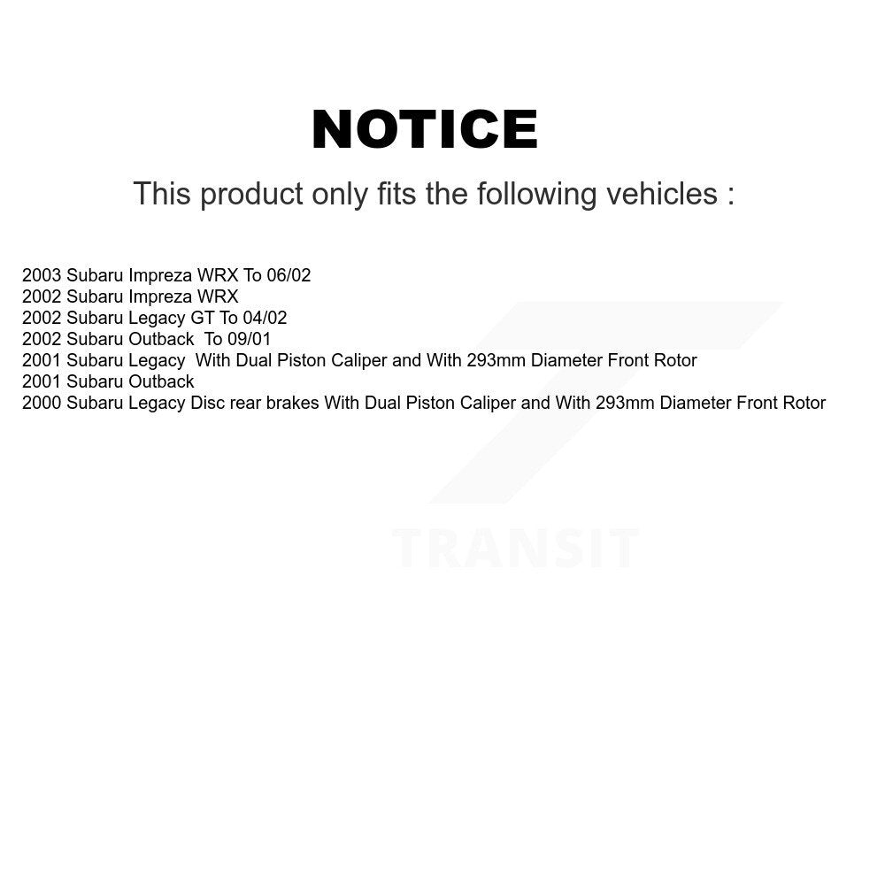 Rotors de frein à disque à revêtement avant, Kit de plaquettes en céramique pour Subaru Impreza Outback Legac