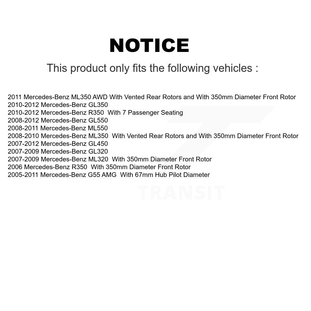 Kit de plaquettes semi-métalliques de Rotor de frein de manteau avant pour Mercedes-Benz ML350 ML320 GL35