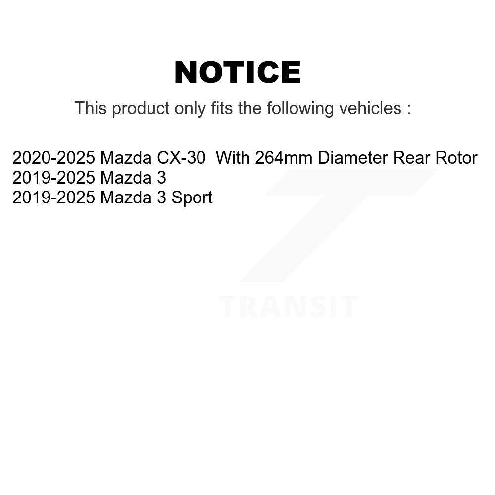 Kit de rotors de frein à disque à revêtement arrière et de plaquettes en céramique pour Mazda 3 CX-30 Sport