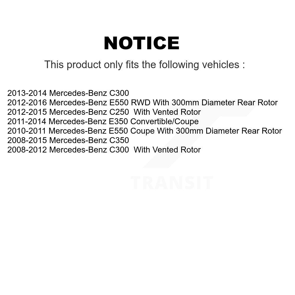 Kit de rotor de frein arrière et de plaquettes semi-métalliques pour Mercedes-Benz C300 C350 E35
