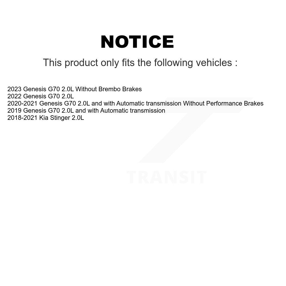Kit de rotors de frein à disque à revêtement arrière et de plaquettes en céramique pour Genesis G70 Kia Stinger