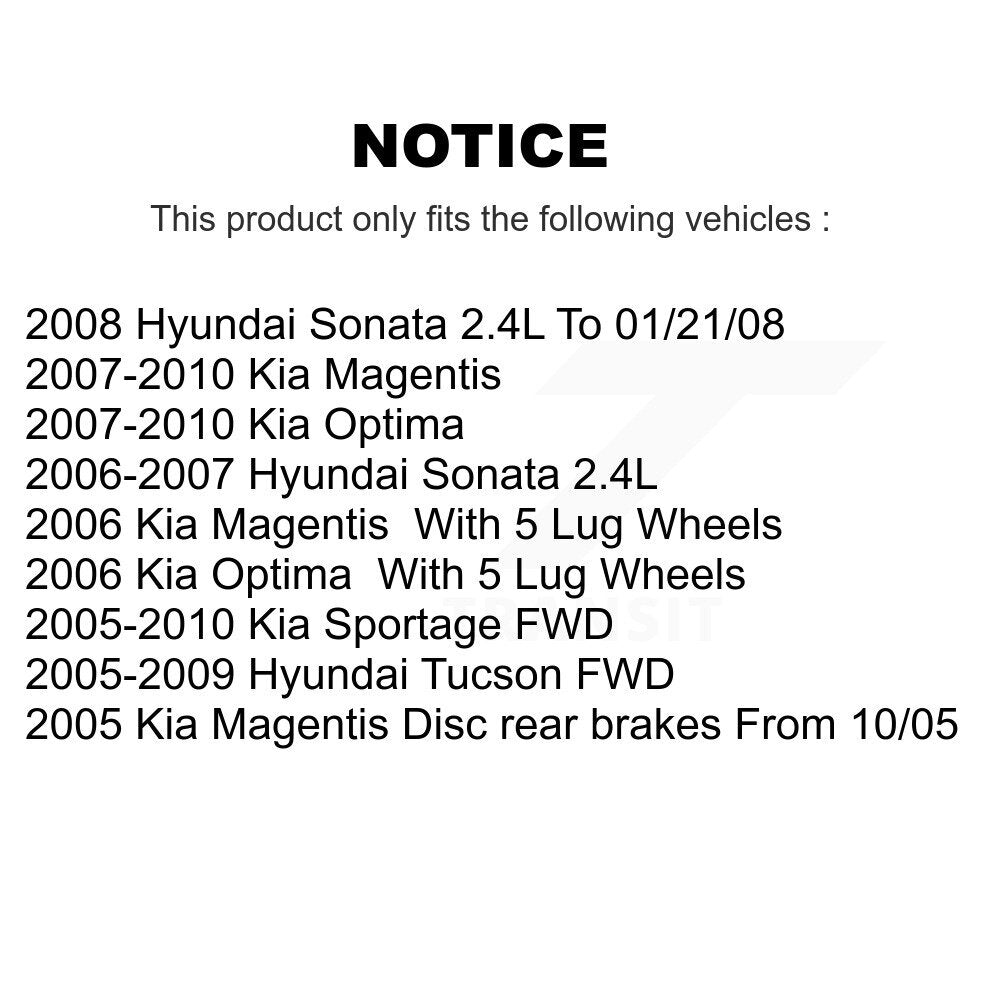 Kit de plaquettes en céramique et de chaussures de stationnement, Rotors recouverts de disques arrière, pour Hyundai Tucson Kia
