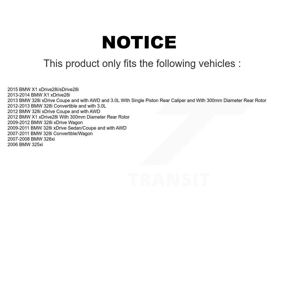 Kit de chaussures de stationnement avec disques semi-métalliques, Rotors recouverts de disques arrière, pour BMW 328i xDriv