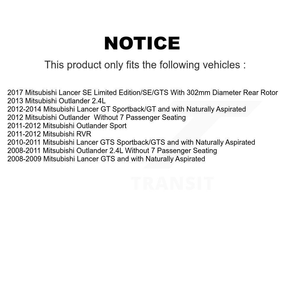 Rotors à revêtement de disque arrière, patins en céramique, chaussures de stationnement et Kit de matériel pour Mitsubishi