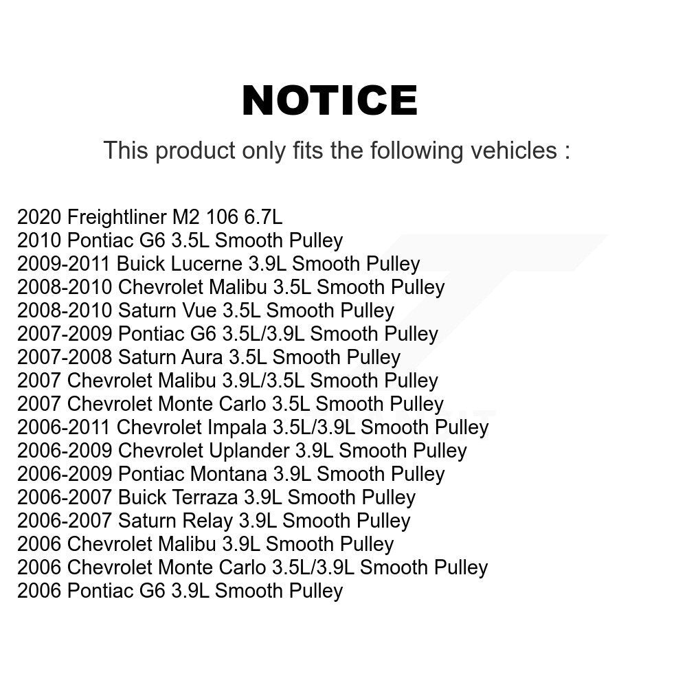 Ceinture d'entraînement accessoire Idler Poulie pour Chevrolet Impala Pontiac Malibu Montana G6