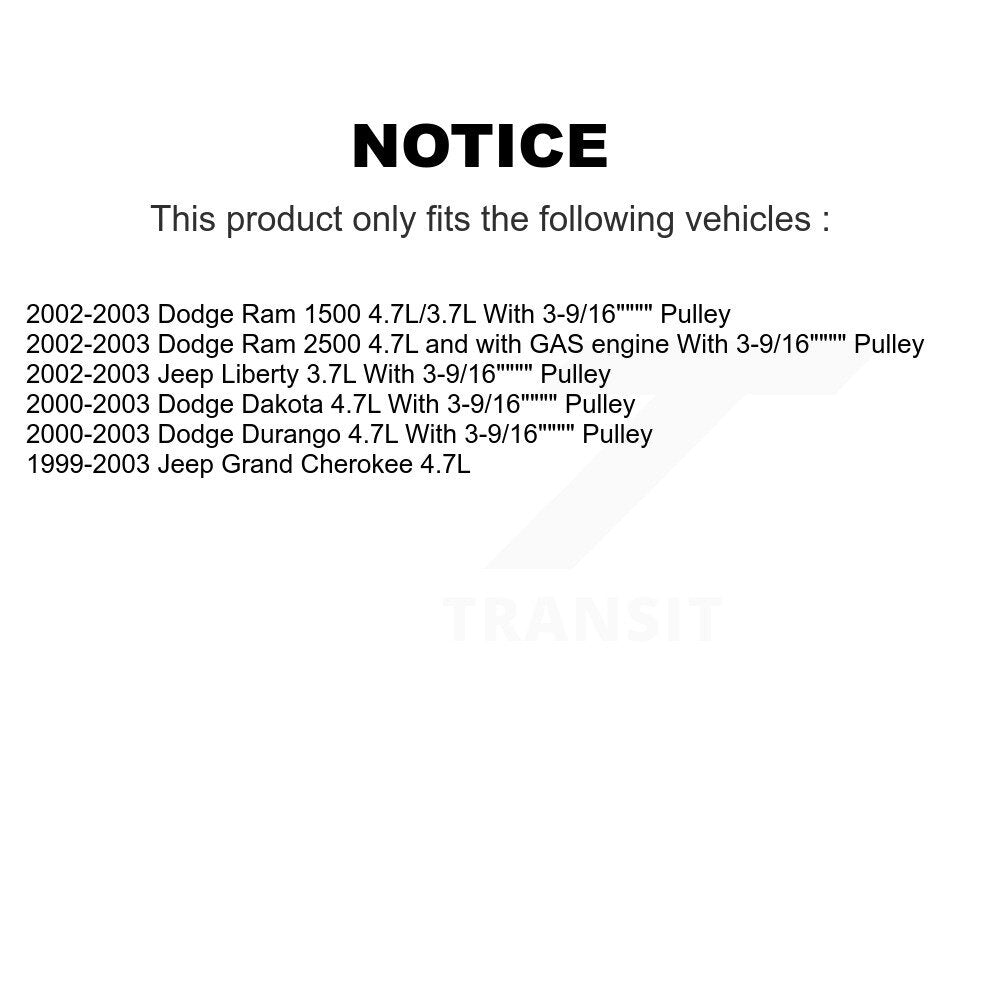 Accessory Drive Ceinture Tensioner Assemblage pour Dodge Dakota Jeep Ram 2500 1500