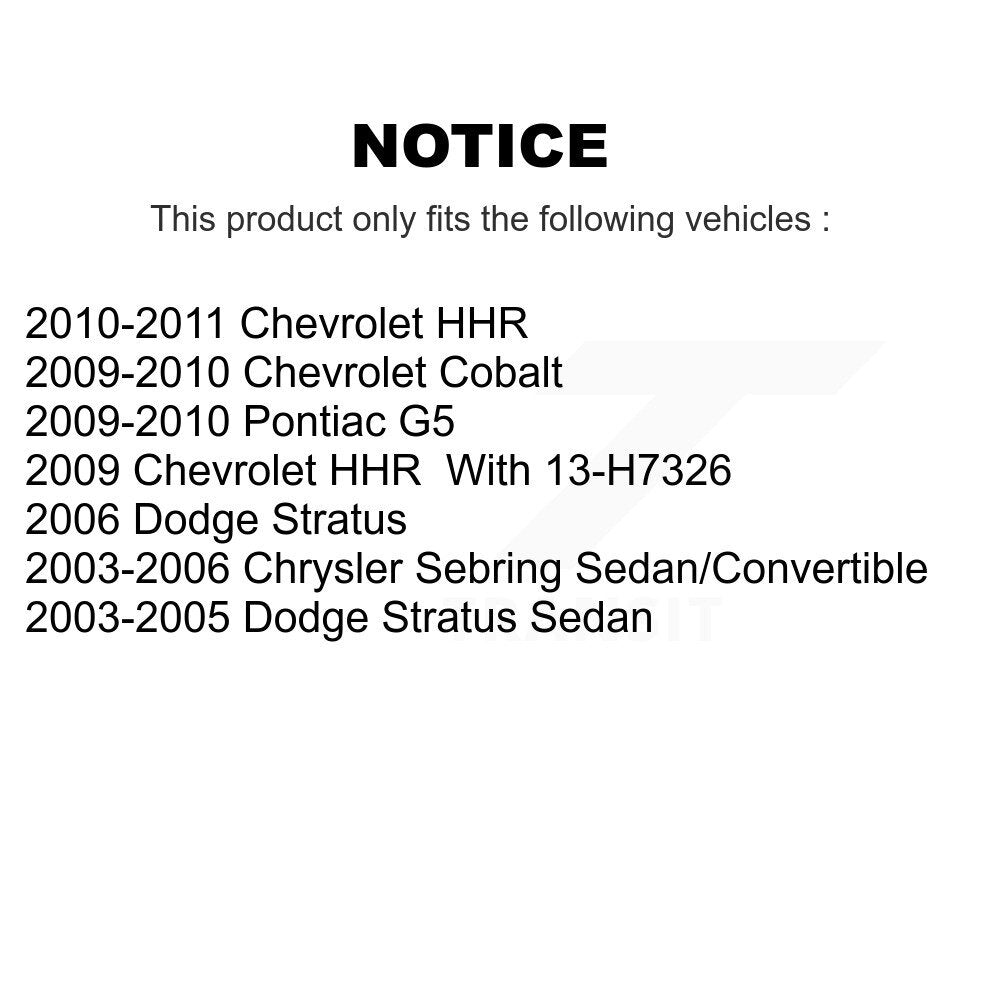 Sabot de frein à tambour arrière pour Chevrolet Cobalt Chrysler Sebring Pontiac G5 HHR Dodge