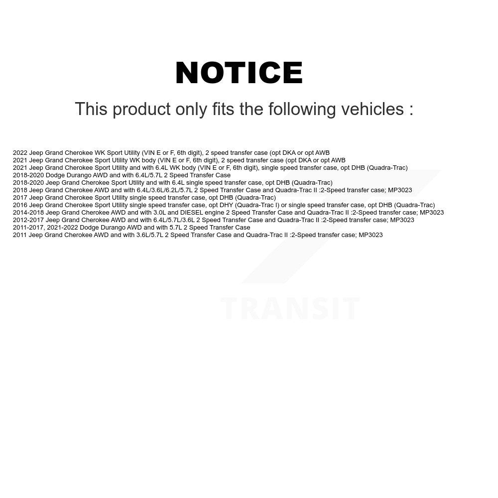 Arbre d'essieu CV avant gauche pour Jeep Grand Cherokee Dodge Durango WK NCV-CH10065