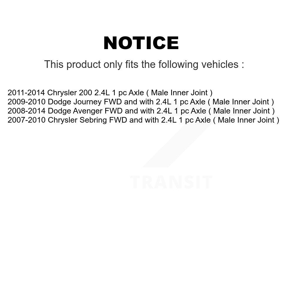 Arbre d'essieu CV avant droit, pour Dodge Chrysler Journey 200 Avenger Sebring