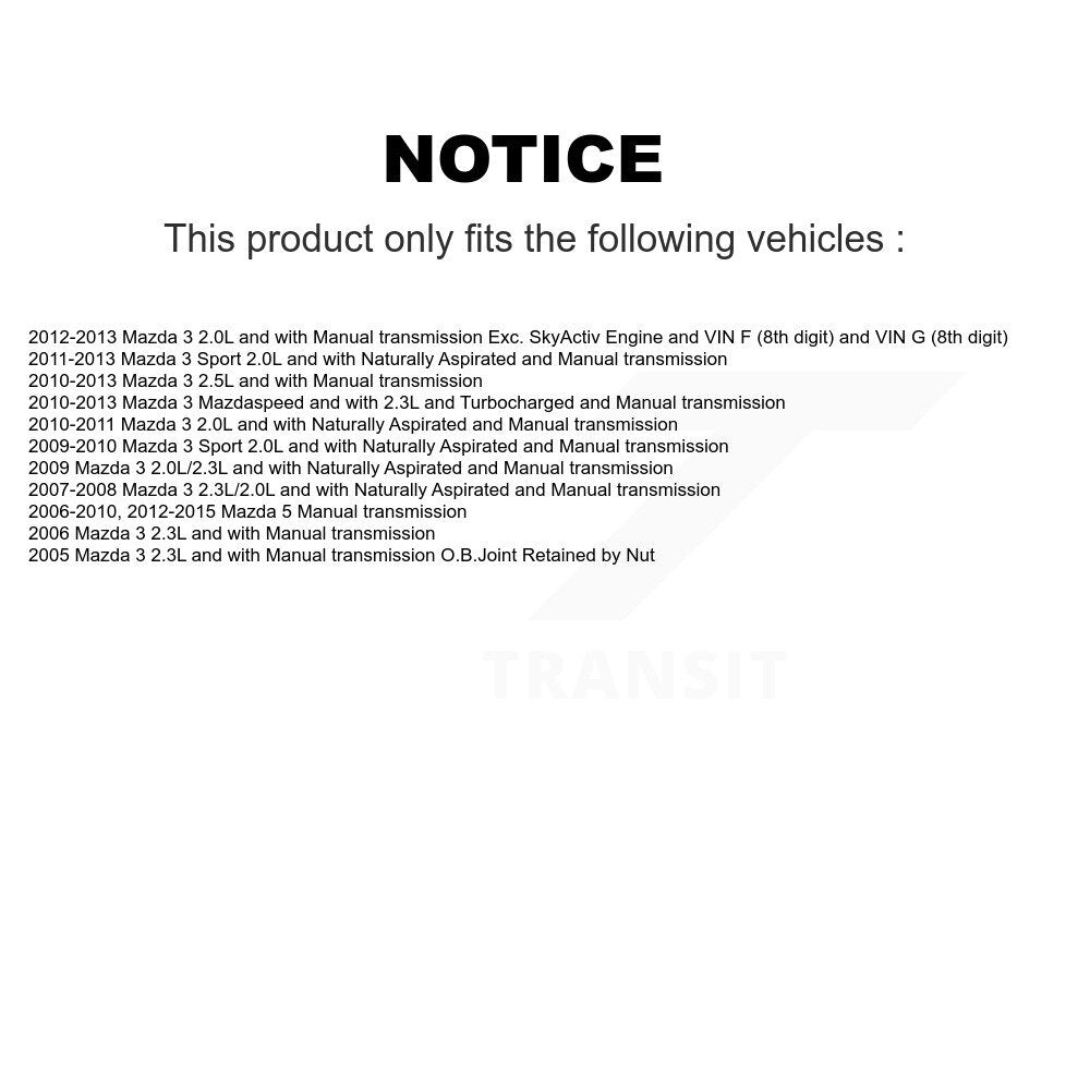 Arbre d'essieu CV avant droit pour Mazda 3 5 Sport NCV-MZ47556