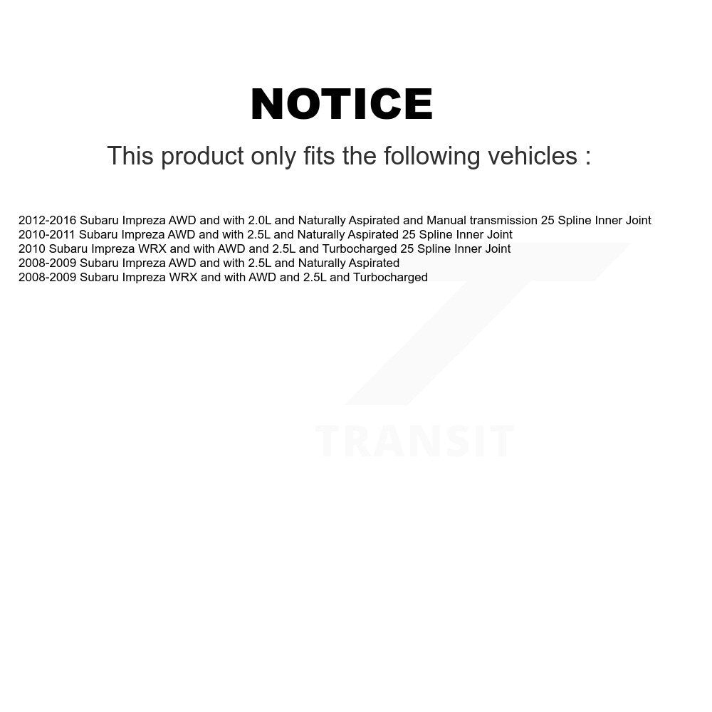 Arbre d'essieu CV arrière pour Subaru Impreza NCV-SB66079