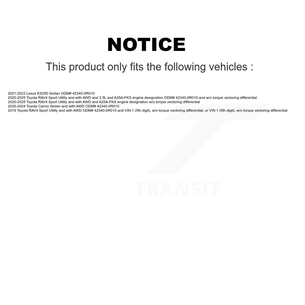 Arbre d'essieu arrière CV pour Toyota RAV4 Camry Lexus ES250 NCV-TO69152