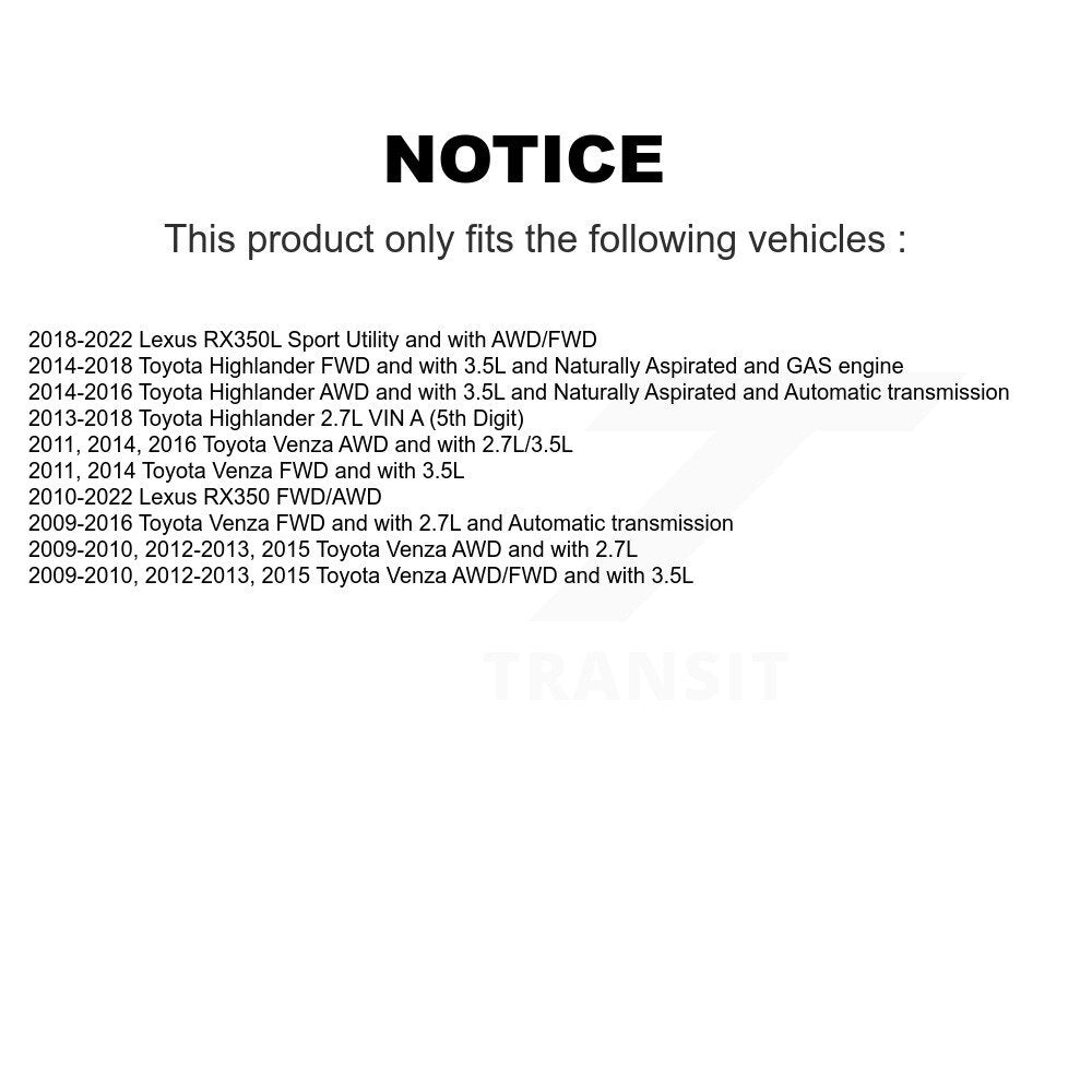 Arbre d'essieu CV avant gauche, pour Toyota Lexus RX350 Highlander Venza RX350L