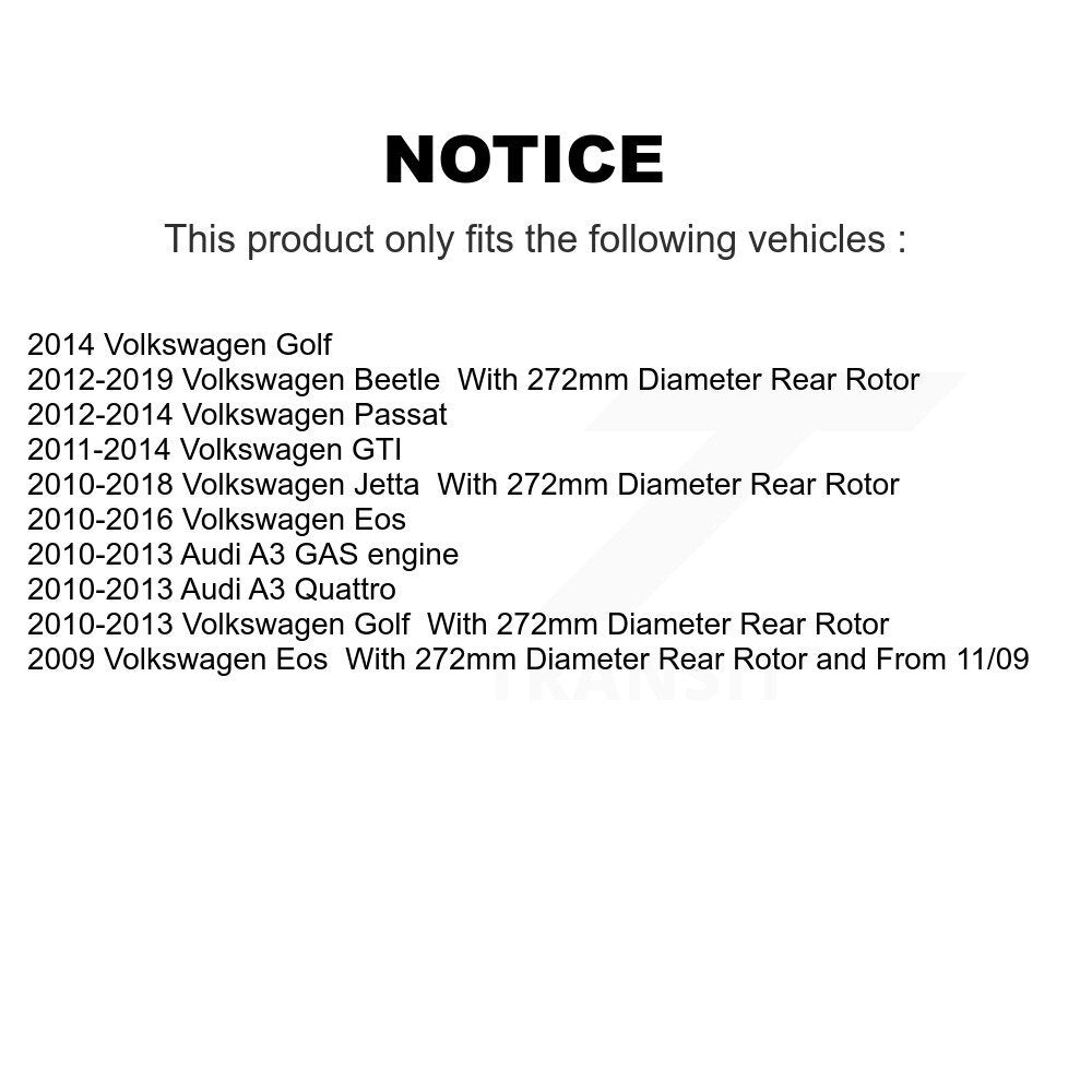 Plaquettes de frein à disque à faible teneur en métal arrière pour Volkswagen Jetta Golf Beetle Passat GTI A3