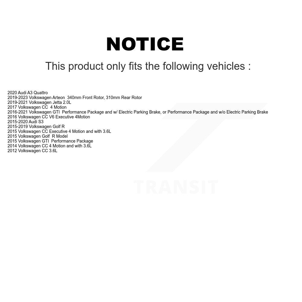 Plaquettes de frein à disque avant en céramique, pour Volkswagen Jetta GTI Golf R Arteon Audi S3 CC