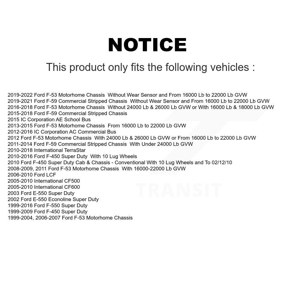 Plaquettes de frein à disque semi-métalliques pour Ford F-450 Super Duty F-550 International F-5