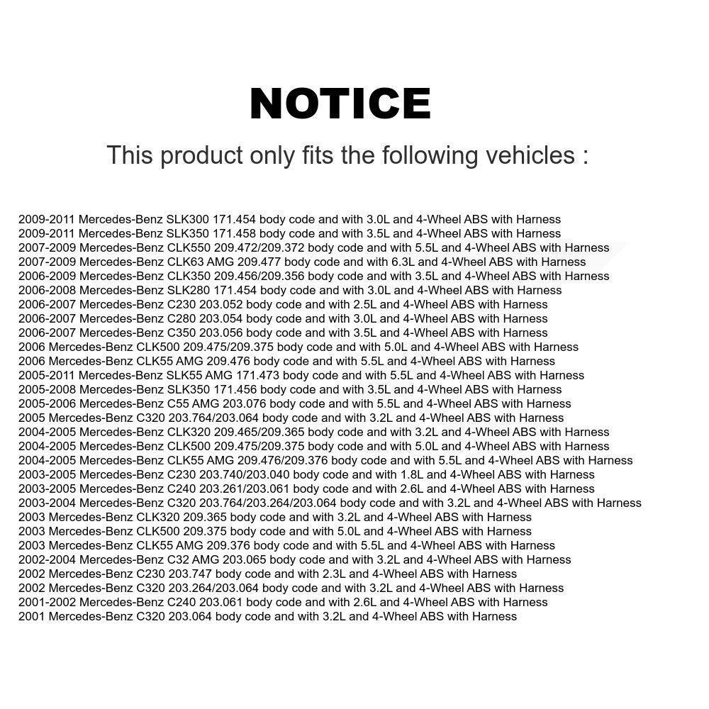 Capteur de vitesse de roue ABS avant, pour mercedes-benz C230 C240 SLK350 C280 CLK350 C32