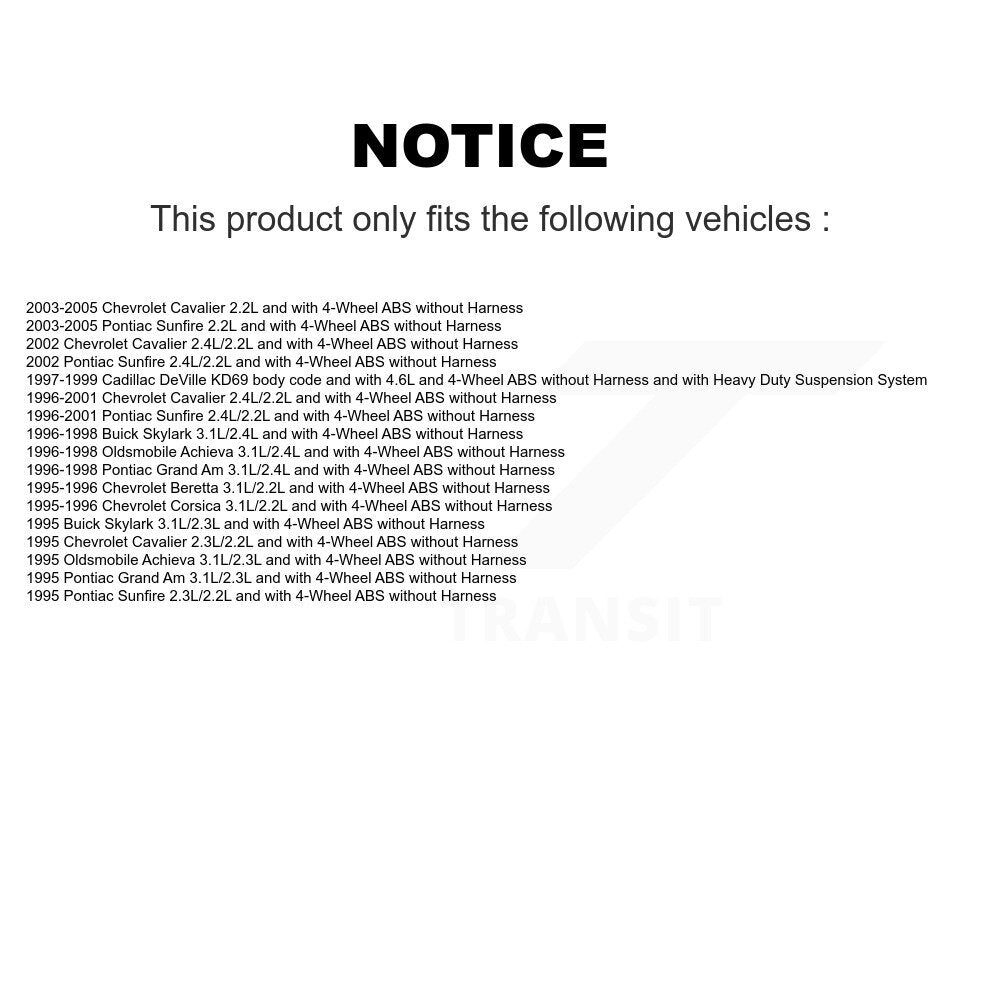 Capteur de vitesse de roue ABS, pour Chevrolet Pontiac Cavalier Sunfire Cadillac DeVille
