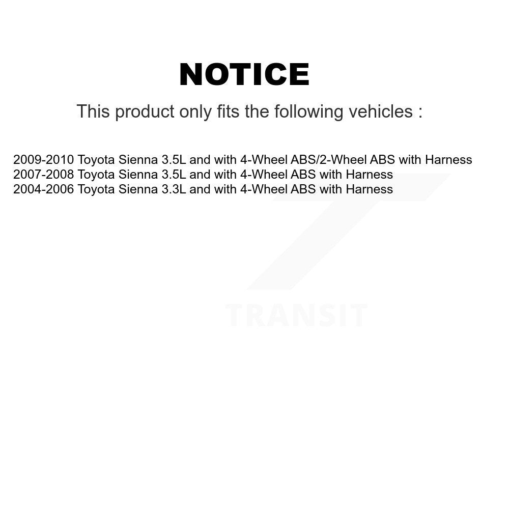 Capteur de vitesse de roue ABS avant droit pour Toyota Sienna avec harnais SEN-2ABS0476