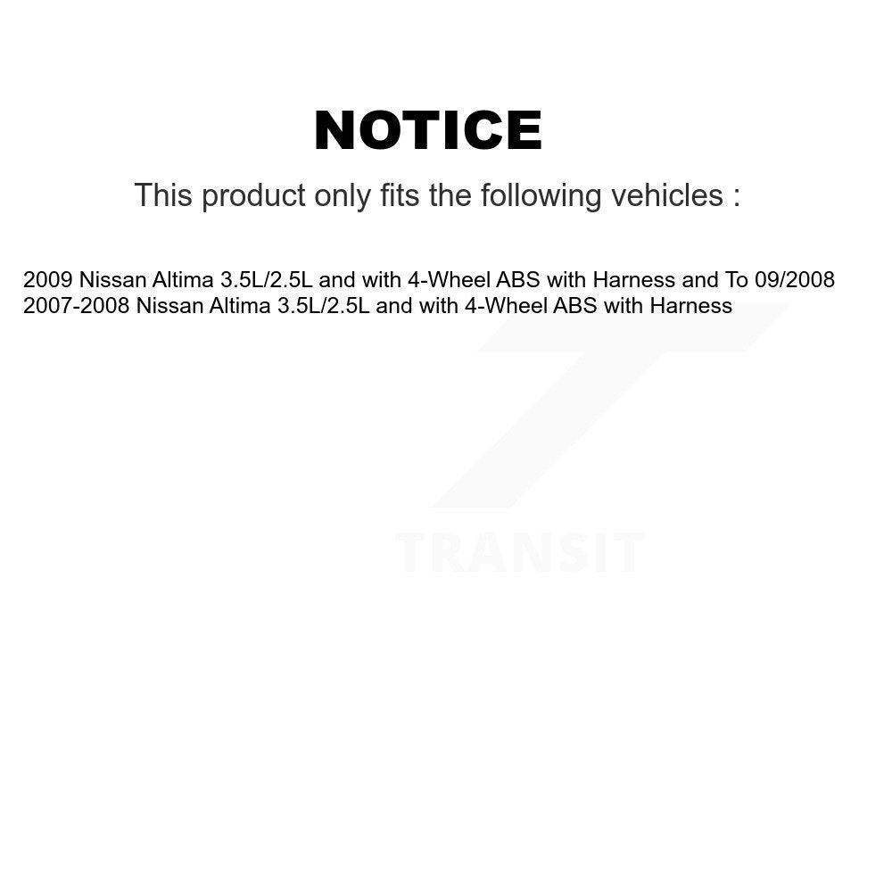 Capteur de vitesse de roue ABS arrière pour Nissan Altima 3,5 L 2,5 L avec 4 roues
