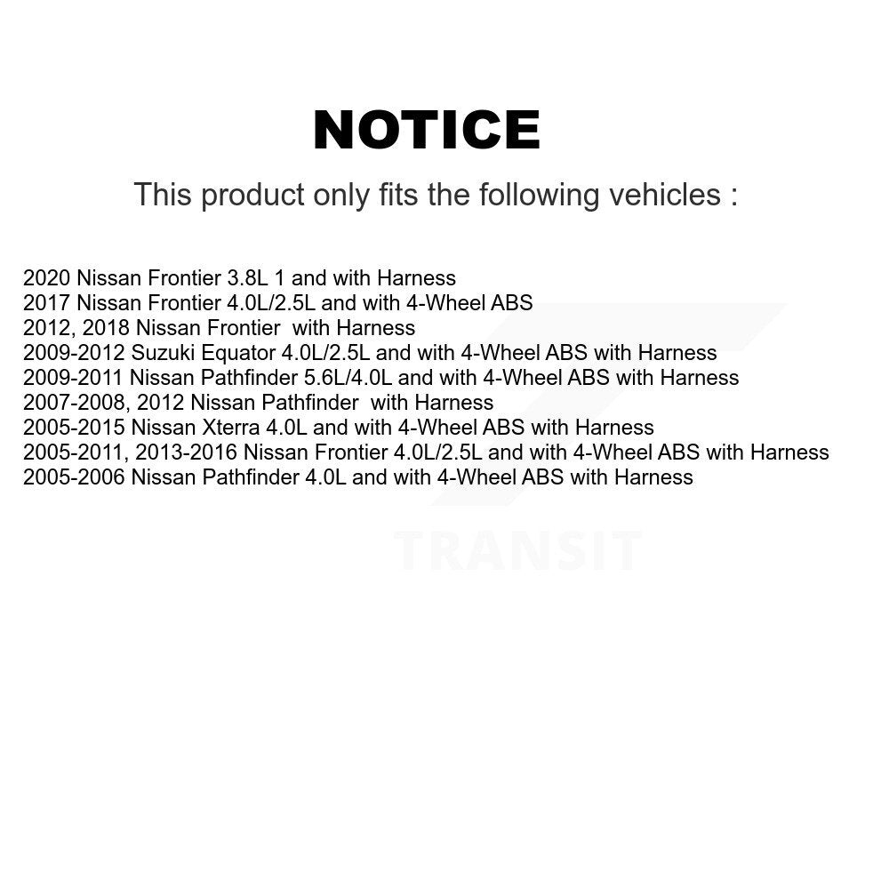 Capteur de vitesse de roue avant ABS, pour Nissan Frontier Pathfinder Xterra Suzuki
