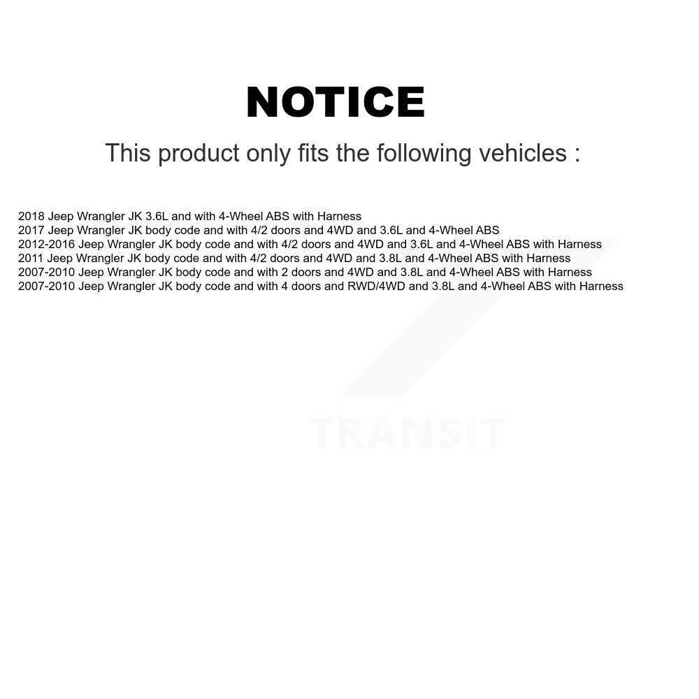 Capteur de vitesse de roue ABS avant pour Jeep Wrangler JK SEN-2ABS0598