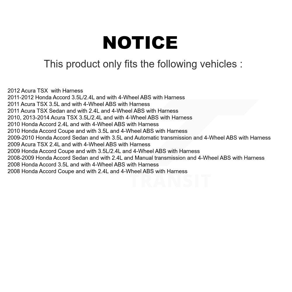 Capteur de vitesse de roue ABS avant gauche, pour Honda Accord Acura TSX avec harnais