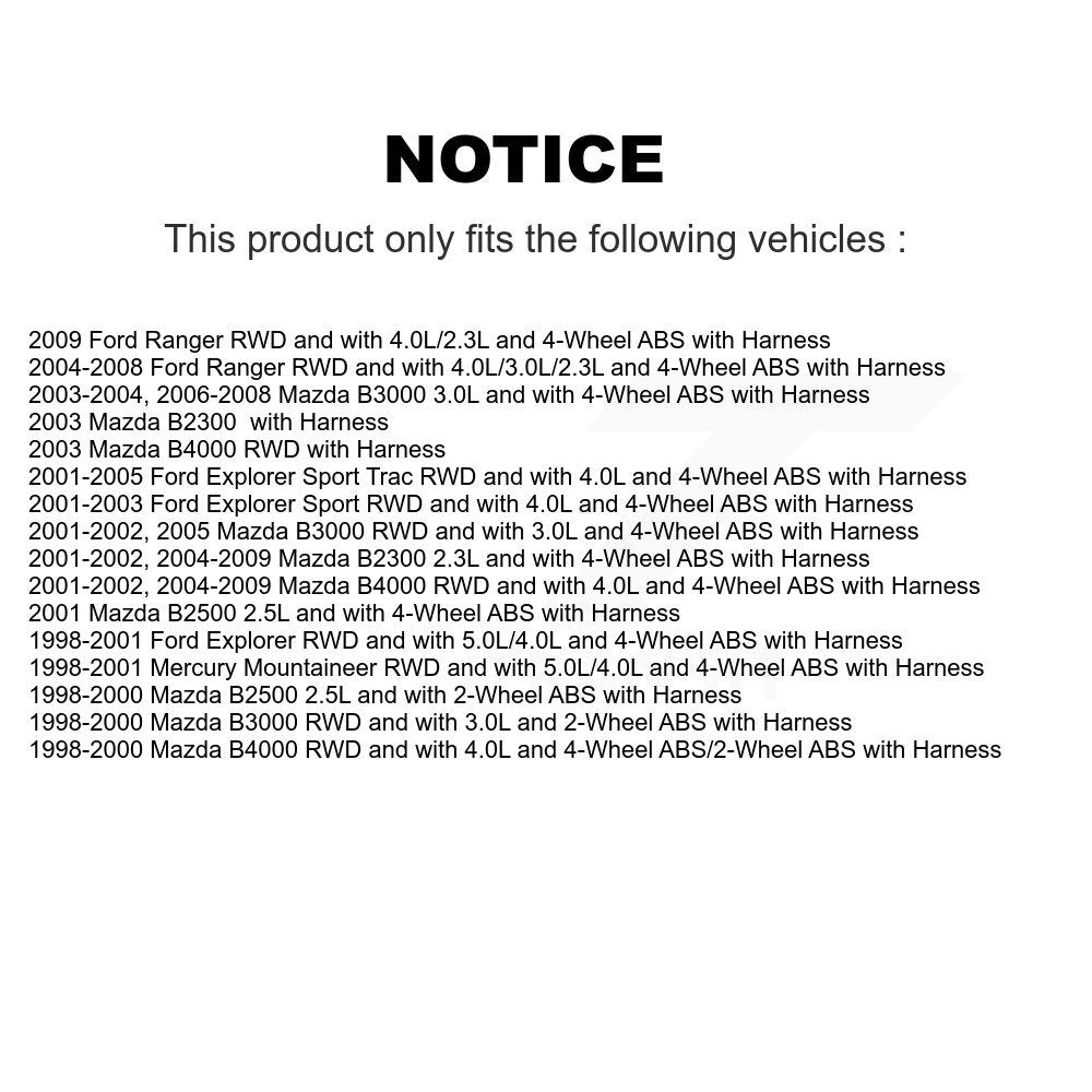 Capteur de vitesse de roue ABS avant, pour Ford Ranger Mazda B4000 Explorer Sport Trac
