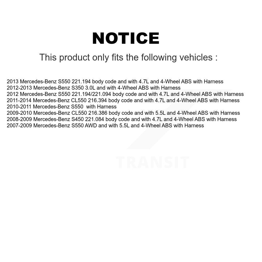 Capteur de vitesse de roue avant ABS, pour mercedes-benz S550 S450 S350 CL550 avec Harnes