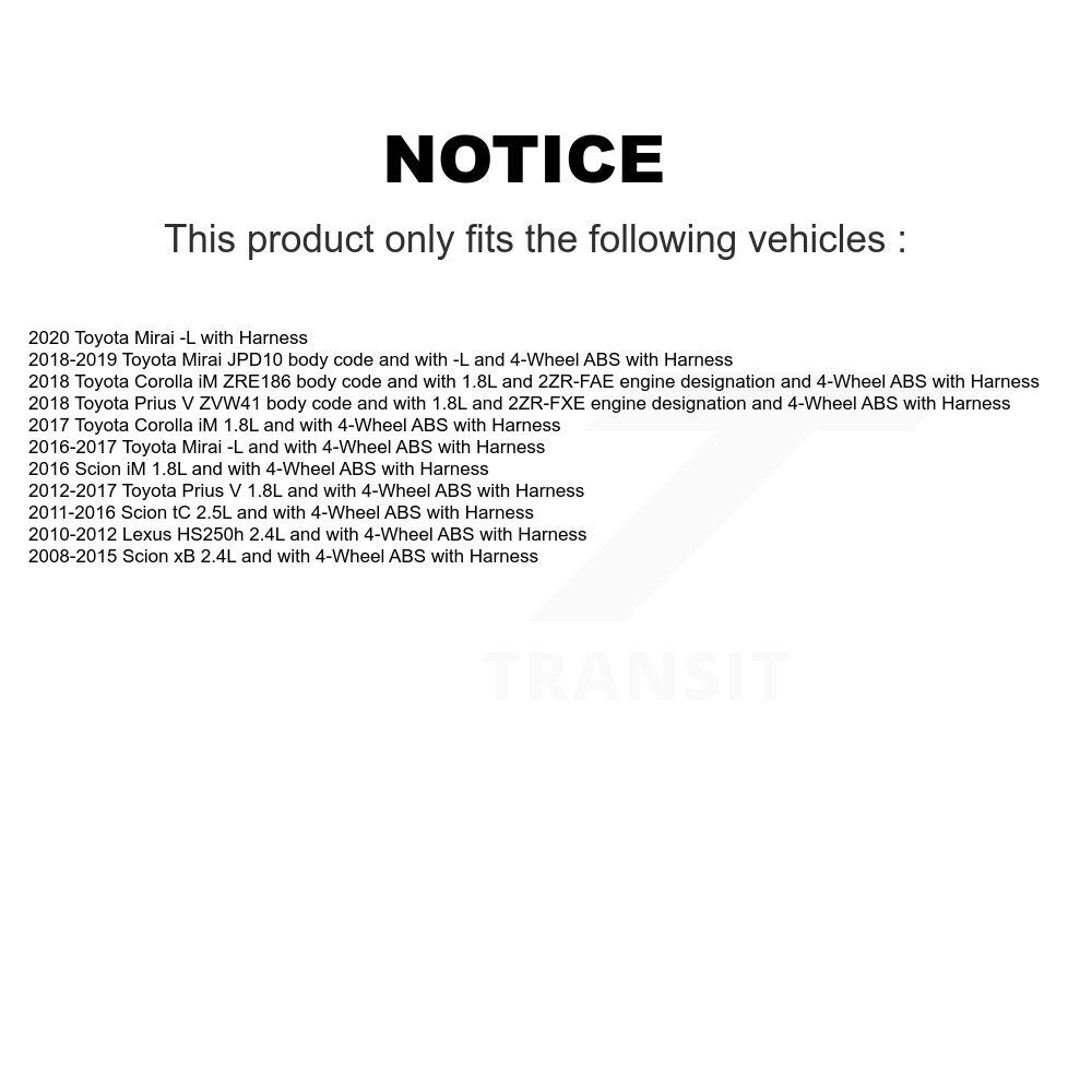 Capteur de vitesse de roue ABS avant droit, pour Toyota Prius V Scion Corolla iM tC xB