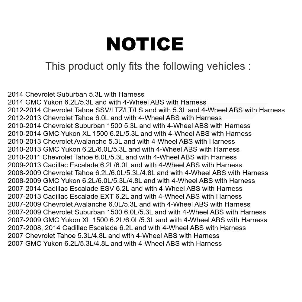 Capteur de vitesse de roue arrière ABS, pour Chevrolet Avalanche GMC Cadillac Tahoe Yukon XL