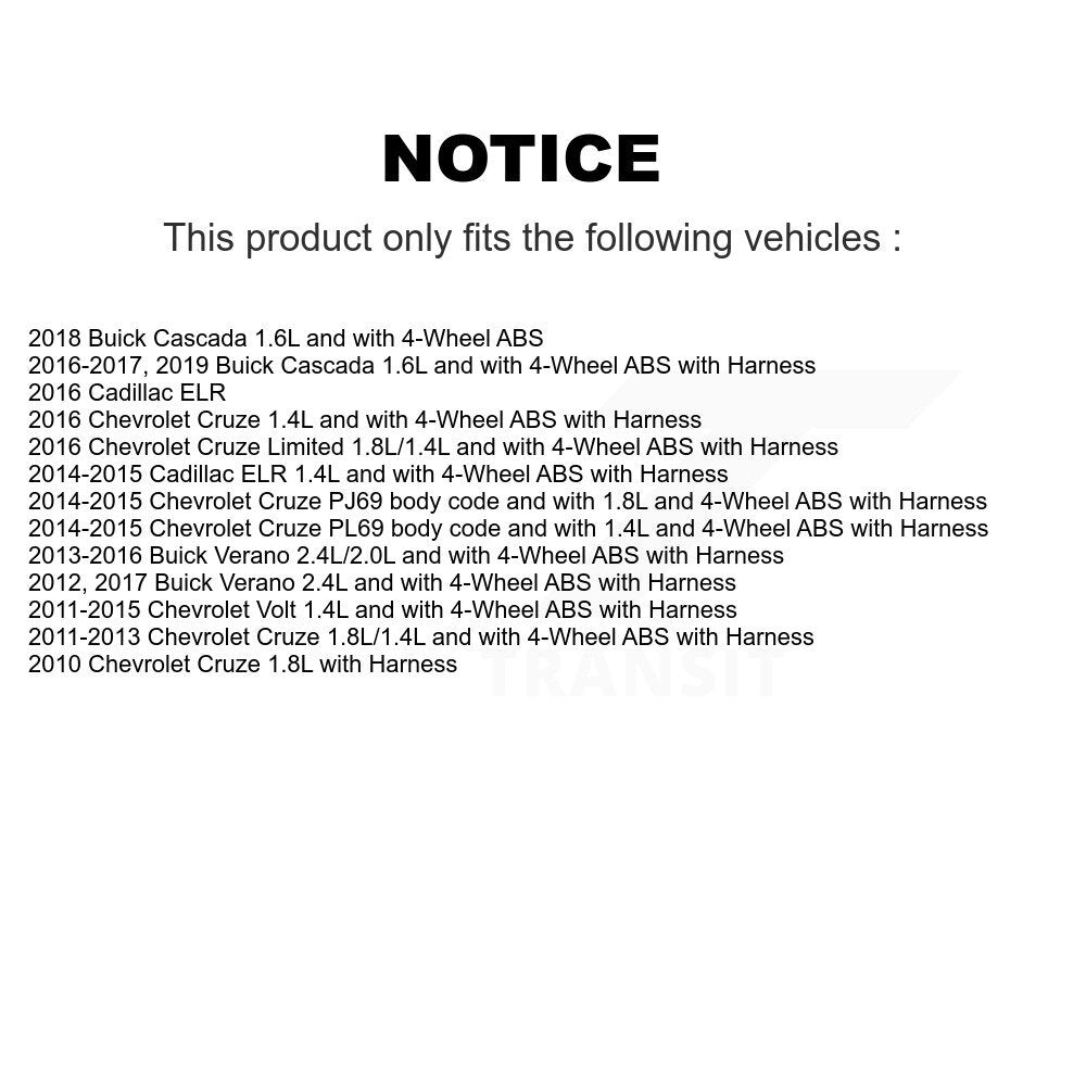 Capteur de vitesse de roue ABS arrière, pour Chevrolet Cruze Buick Verano Limited Volt ELR