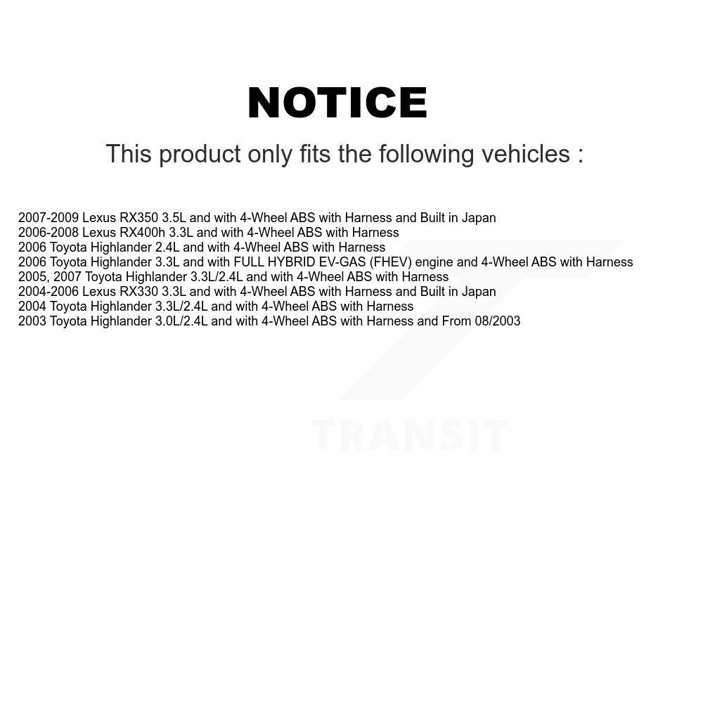 Capteur de vitesse de roue ABS avant droit, pour Lexus RX350 Toyota Highlander RX330