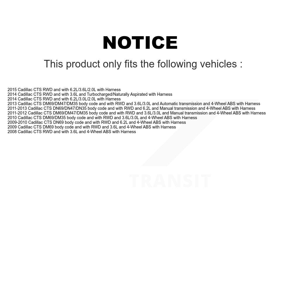 Capteur de vitesse de roue ABS avant pour Cadillac CTS avec harnais SEN-2ABS1537