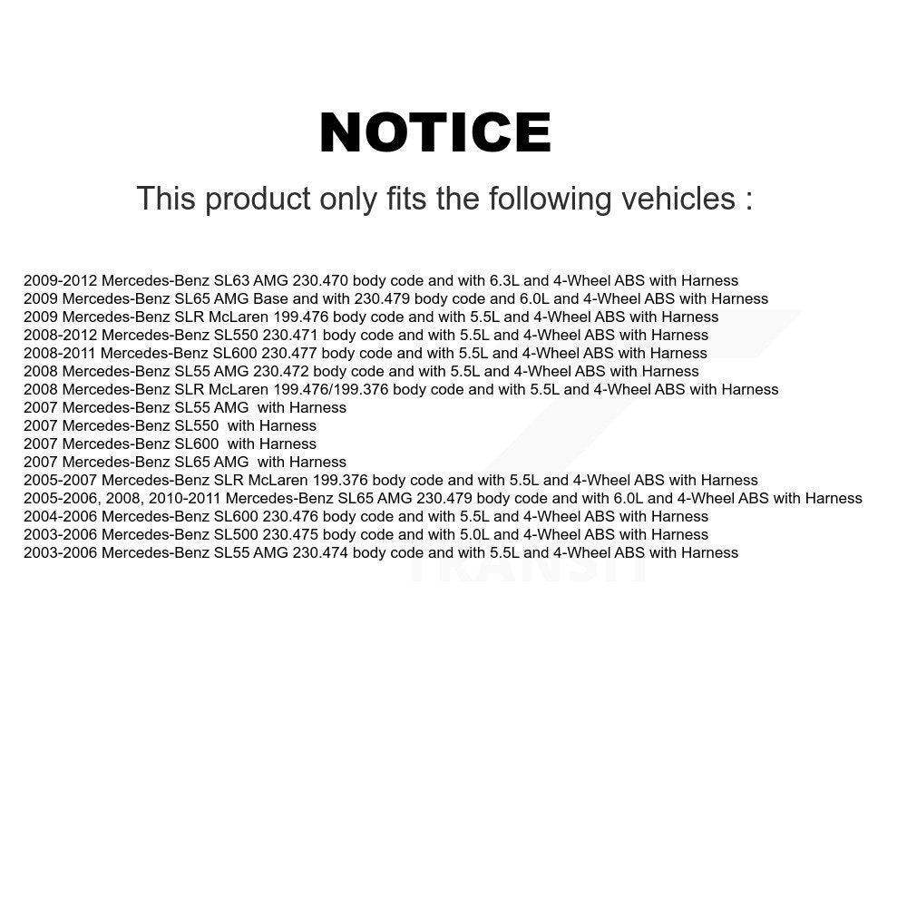 Capteur de vitesse de roue avant ABS, pour mercedes-benz SL500 SL550 SL55 AMG SL63 SL600