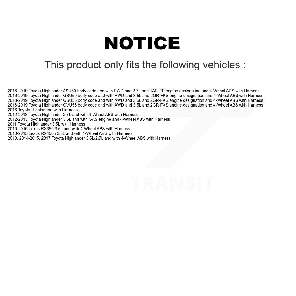 Capteur de vitesse de roue ABS avant gauche, pour Toyota Highlander Lexus RX350 RX450h