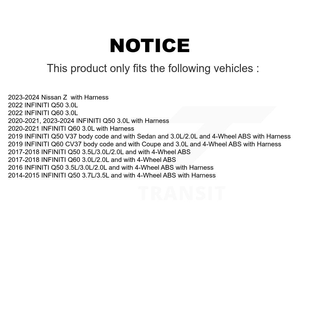 Capteur de vitesse de roue ABS avant, pour INFINITI Q50 Q60 Nissan Z SEN-2ABS3024