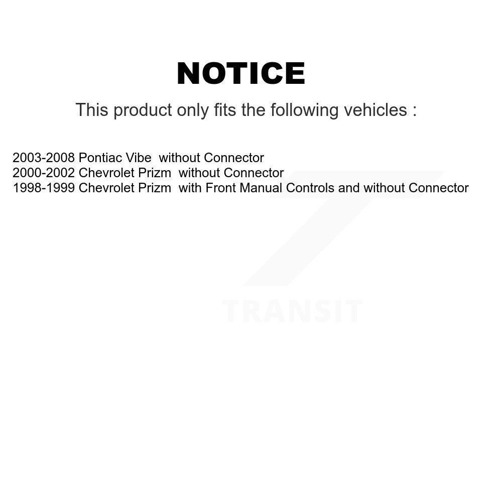 Résistance de moteur de ventilateur HVAC pour Pontiac Vibe Chevrolet Prizm SEN-2BMR0011