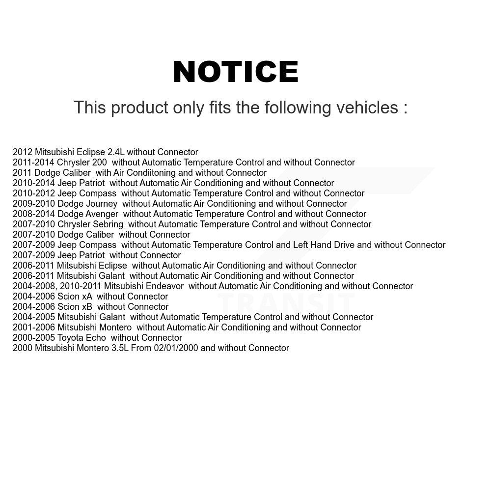 Résistance de moteur de ventilateur CVC, pour Dodge Jeep Chrysler Toyota Echo Patriot Journey