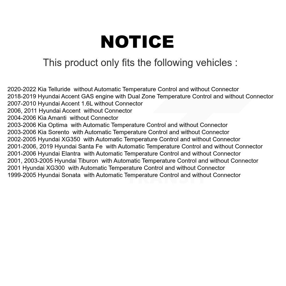Résistance de moteur de ventilateur HVAC, pour Hyundai Accent Santa Fe Kia Telluride Elantra