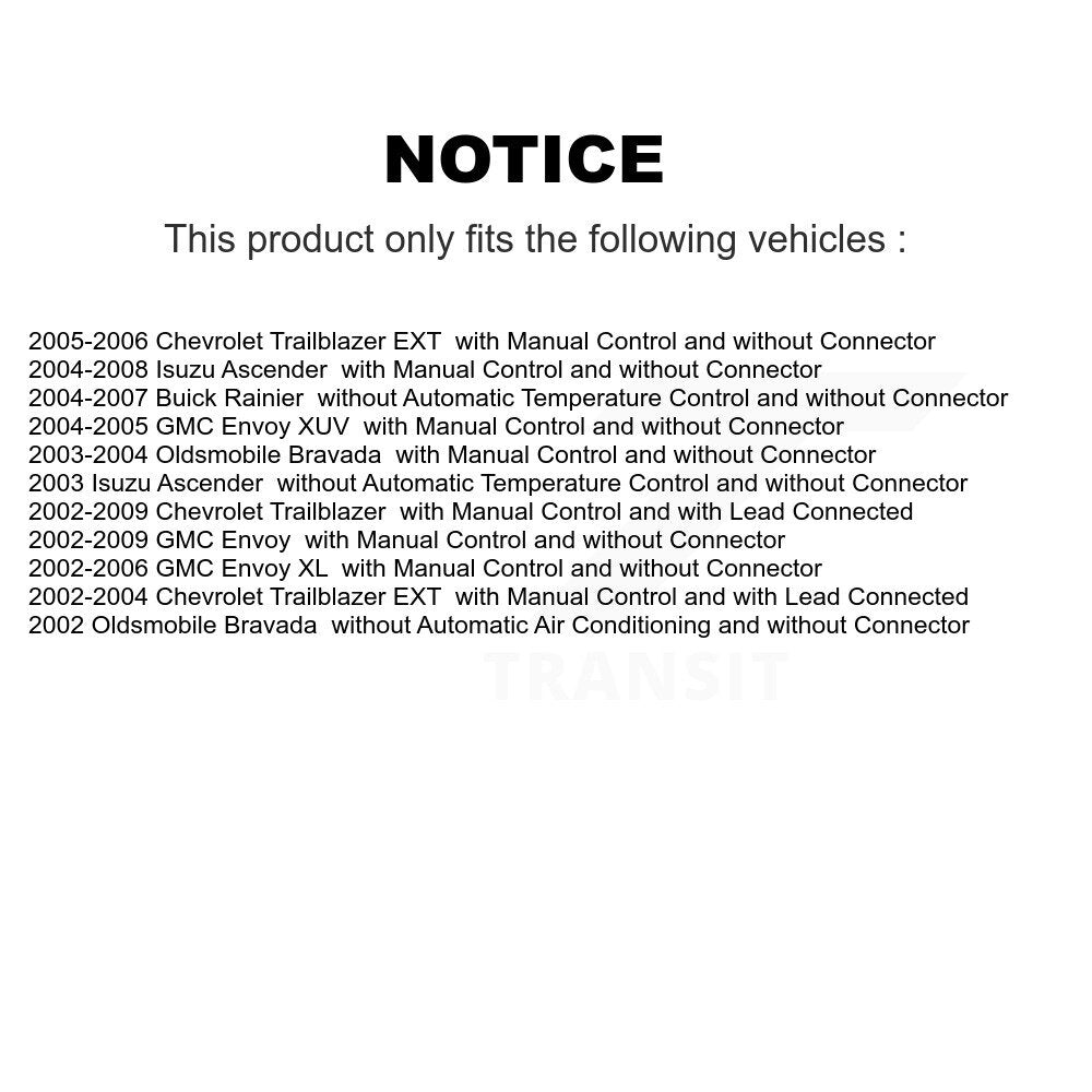 Résistance de moteur de ventilateur CVC, pour Chevrolet GMC Trailblazer Envoy XL EXT Buick XUV