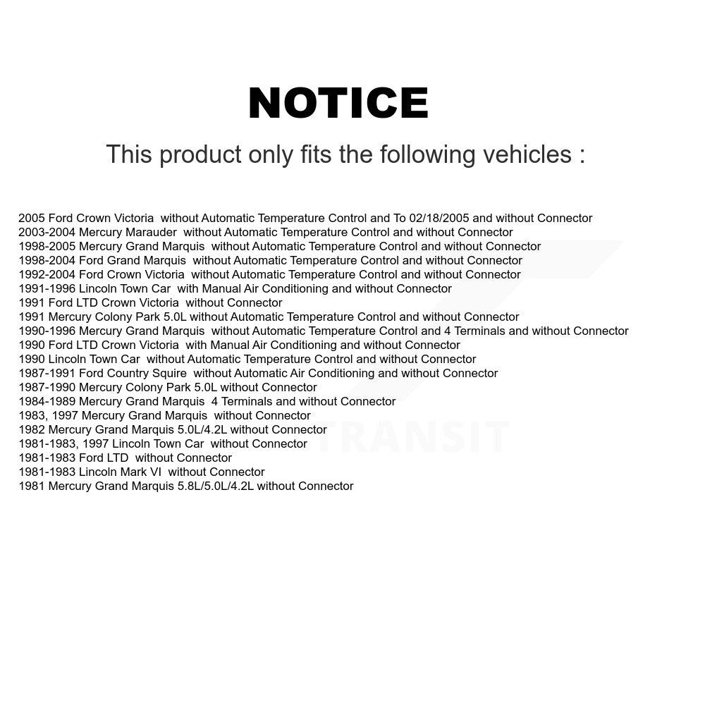 Résistance de moteur de ventilateur HVAC pour Mercury Grand Marquis Ford Crown Victoria Lincol