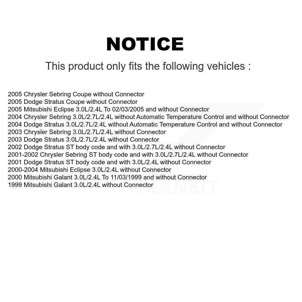 Résistance de moteur de ventilateur HVAC pour Chrysler Sebring Mitsubishi Eclipse Dodge Stratu