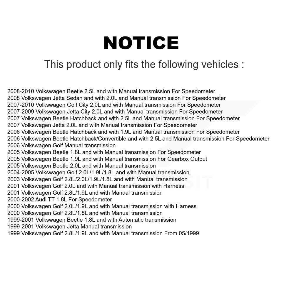 Capteur de vitesse de véhicule pour Volkswagen Golf City Jetta Beetle Audi TT SEN-2VSS0019