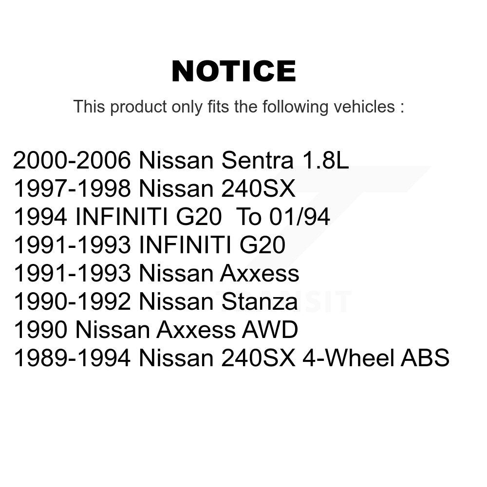 Plaquettes de frein à disque semi-métalliques avant, pour Nissan Sentra 240SX Axxess Stanza G20