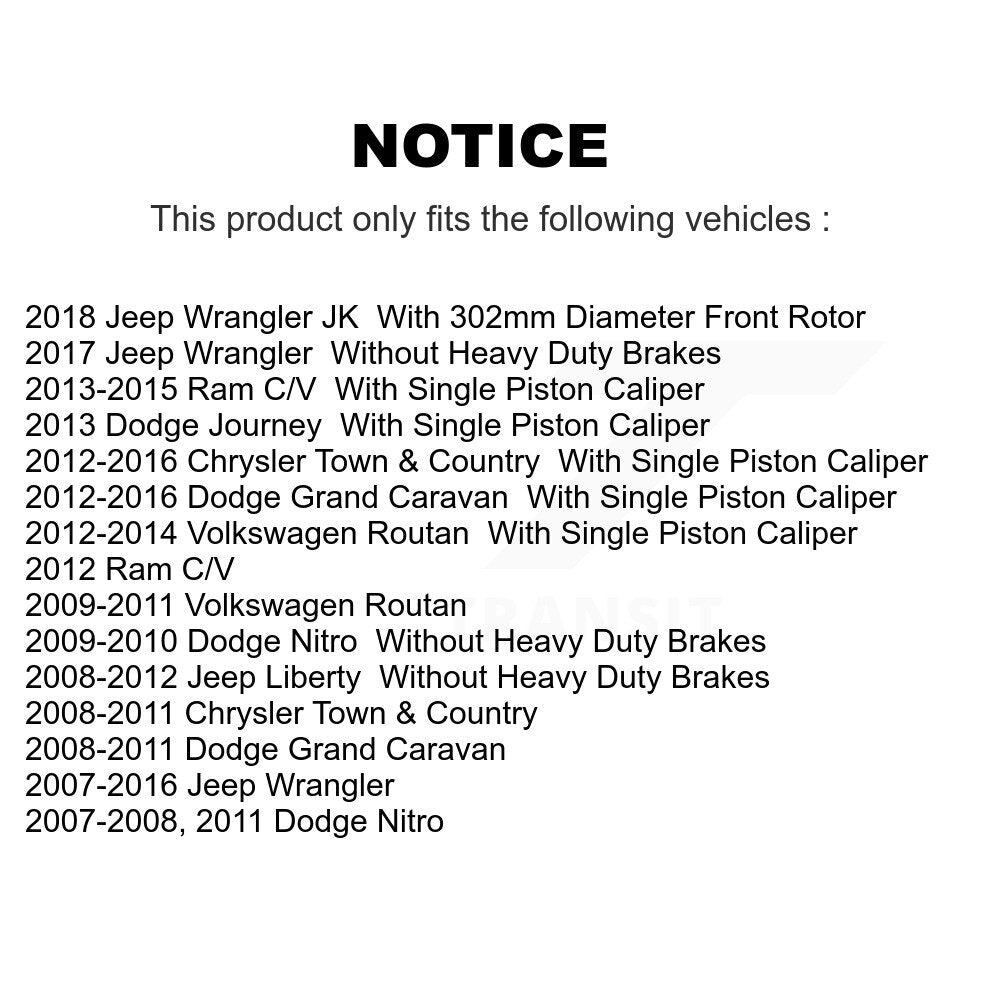 Étrier de frein avant pour Dodge Grand Caravan Jeep Wrangler Chrysler Town & JK Ra