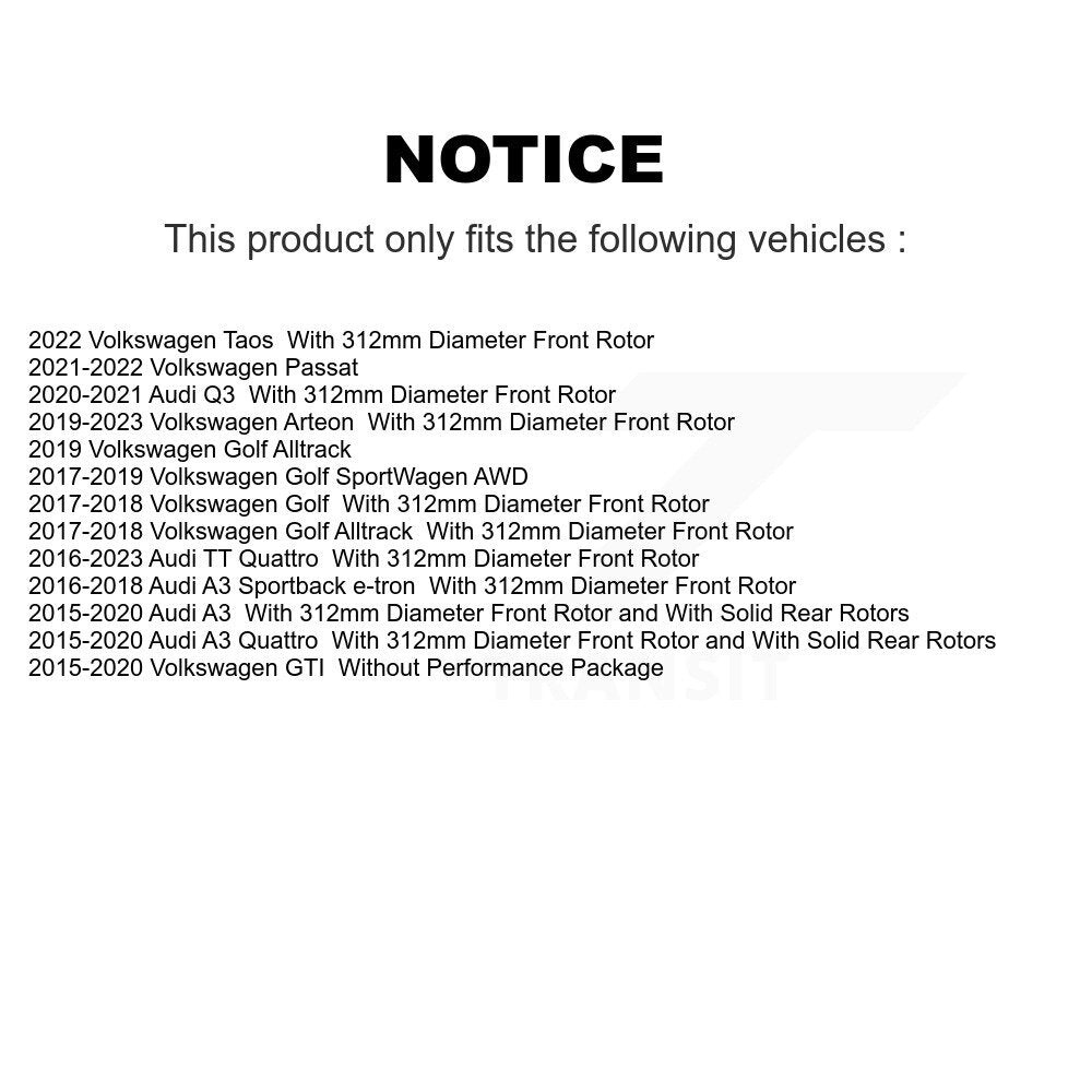 Étalonnier de frein avant gauche pour Volkswagen Audi Golf SportWagen GTI Q3 Taos A3 TT